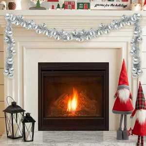 vidaXL Ghirlandă cu Bile de Crăciun Argintiu 186 cm Polistiren imagine