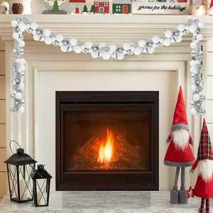 vidaXL Ghirlandă cu Bile de Crăciun Alb și Argintiu 186 cm Polistiren imagine