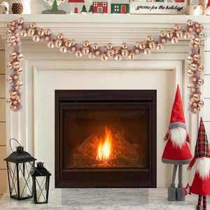 vidaXL Ghirlandă cu Bile de Crăciun Rose Gold 186 cm Polistiren imagine