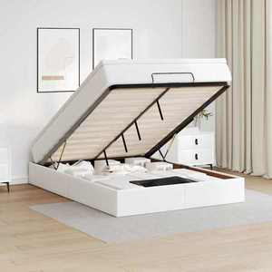 vidaXL Cadru de pat otoman cu saltea alb 140x190 cm piele artificială imagine