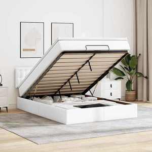 vidaXL Cadru de pat otoman cu saltea alb 140x190 cm piele artificială imagine