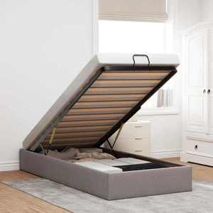 vidaXL Cadru pat otoman fără saltea Taupe 90x190 cm țesătură imagine