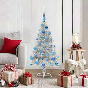 vidaXL Pom de Crăciun artificial pre-iluminat Argintiu 120 cm PET imagine