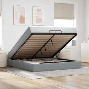 vidaXL Cadru de pat otoman cu saltele țesătură gri deschis 200x200cm imagine
