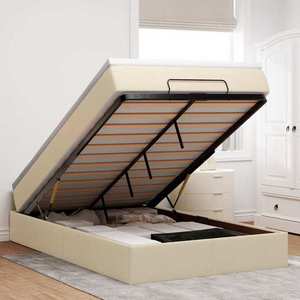 vidaXL Cadru de pat otoman cu saltea crem 120x200cm stofa imagine