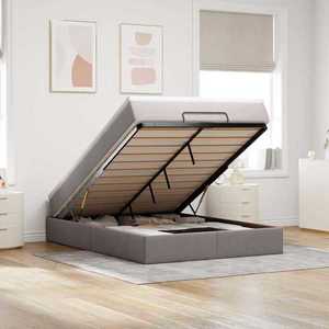 vidaXL Cadru de pat otoman cu saltea Taupe 140x190cm Material imagine