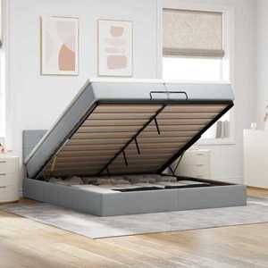 vidaXL Cadru de pat otoman cu saltele țesătură gri deschis 200x200cm imagine