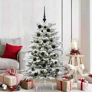 vidaXL Set de Globuri de Crăciun cu 150 LED 61 pcs Negru Plastic imagine