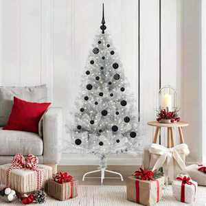 vidaXL Pom de Crăciun artificial pre-iluminat Argintiu 150 cm PET imagine