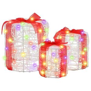 vidaXL Decorație cutie de cadou 3 pcs colorat 20 x 20 x 21 cm Acril imagine