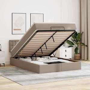 vidaXL Pat otoman cu saltele și LEDs, 140x200cm, piele ecologică imagine