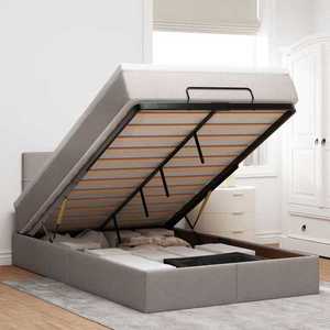 vidaXL Cadru de pat otoman cu saltea Taupe 120x190 cm Material imagine