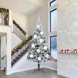 vidaXL Set de Globuri de Crăciun 3 pcs Alb Plastic imagine