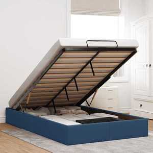 vidaXL Cadru de pat otoman fără saltea Albastru 120x190 cm țesătură imagine