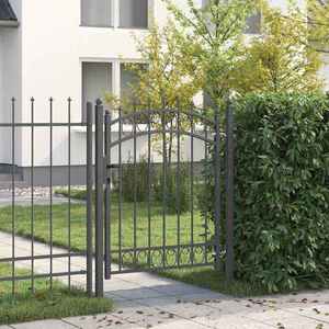 vidaXL Poartă de gard cu țepi Gri 150 x 100 cm Oțel vopsit în pulbere imagine