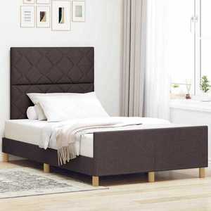 vidaXL Cadru de pat cu headboard Maro închis 120 x 190 cm țesătură imagine