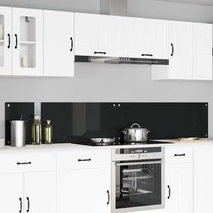 vidaXL Spate de bucătărie 2 pcs Negru 120 x 40 cm sticlă securizată imagine