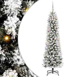 vidaXL Brad de Crăciun artificial cu 150 LED Verde și alb 150 cm imagine