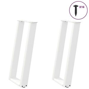vidaXL Picioare de masă consolă în formă de U, 2 buc., alb, 38x(72-73) cm, oțel imagine