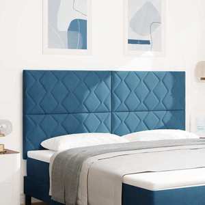 vidaXL Tăblie LED Geometric Manual Albastru închis 180 cm Catifea imagine