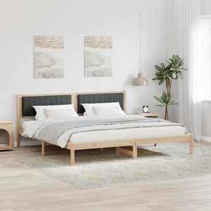 vidaXL Cadru de pat Gri închis 200 x 200 cm Lemn de pin masiv imagine