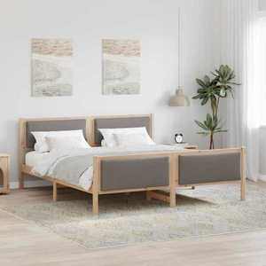 vidaXL Cadru de pat cu headboard Gri taupe 200 x 200 cm țesătură imagine