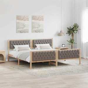 vidaXL Cadru de pat Gri taupe 200 x 200 cm Lemn de pin masiv imagine