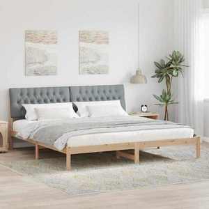vidaXL Cadru de pat cu tăblie tapițată cu headboard Maro 200 x 200 cm imagine
