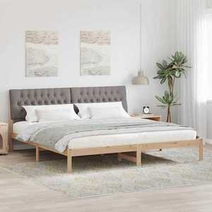 vidaXL Cadru de pat cu tăblie tapițată cu headboard Maro 200 x 200 cm imagine