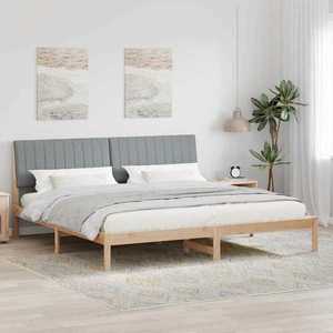 vidaXL Cadru de pat cu headboard Maro 200 x 200 cm Lemn de pin masiv imagine