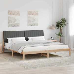 vidaXL Cadru de pat cu headboard Maro 200 x 200 cm Lemn de pin masiv imagine