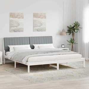 vidaXL Cadru de pat cu headboard Alb 200 x 200 cm Lemn de pin masiv imagine