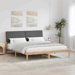vidaXL Cadru de pat cu headboard Maro 180 x 200 cm Lemn de pin masiv imagine