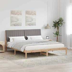 vidaXL Cadru de pat cu headboard Maro 180 x 200 cm Lemn de pin masiv imagine