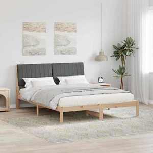 vidaXL Cadru de pat cu headboard Maro 150 x 200 cm Lemn de pin masiv imagine