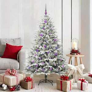 vidaXL Brad de Crăciun artificial pre-luminat cu set de bile Verde imagine