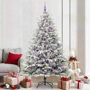 vidaXL Brad de Crăciun artificial pre-luminat cu set de bile Verde imagine