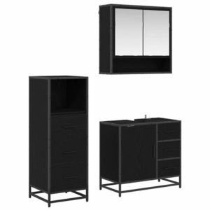 vidaXL Set de mobilier pentru baie 3 pcs Stejar Negru Lemn compozit imagine