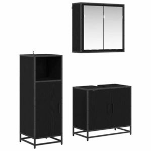 vidaXL Set de mobilier pentru baie 3 pcs Stejar Negru Lemn compozit imagine