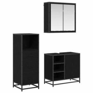 vidaXL Set de mobilier pentru baie 3 pcs Stejar Negru Lemn compozit imagine