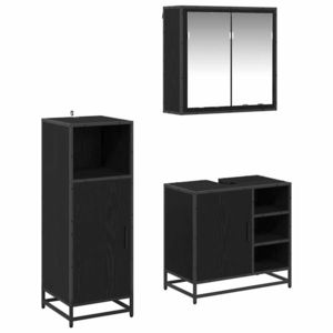 vidaXL Set de mobilier pentru baie 3 pcs Stejar Negru Lemn compozit imagine