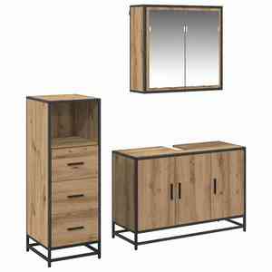 vidaXL Set de mobilier pentru baie cu sertar 3 pcs Stejar Artizanal imagine