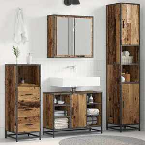 vidaXL Set de mobilier pentru baie 3 pcs Lemn Vechi Lemn compozit imagine