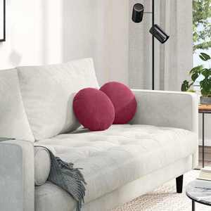 vidaXL Perne de Șezut 2 pcs Roșu Vin Ø 40 x 13 cm Catifea imagine