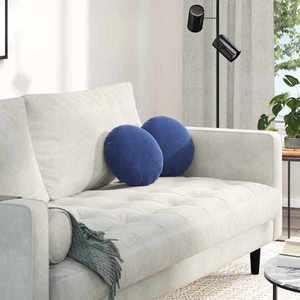 vidaXL Perne de Șezut 2 pcs Albastru Poliție Ø 40 x 13 cm Catifea imagine