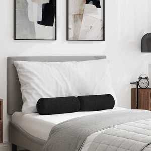 vidaXL Perne Bolster 2 pcs Negru Ø 15 x 40 cm țesătură imagine