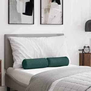 vidaXL Perne Bolster 2 pcs Verde închis Ø 15 x 40 cm țesătură imagine