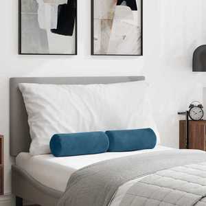 vidaXL Perne Bolster 2 pcs albastru Ø 15 x 40 cm Țesătură din corduroy imagine