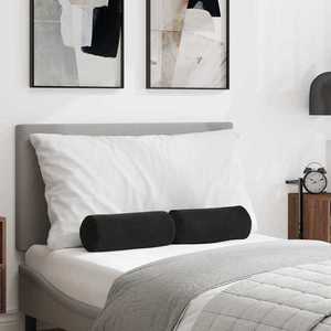 vidaXL Perne Bolster 2 pcs Negru Ø 15 x 40 cm Țesătură din corduroy imagine
