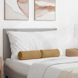 vidaXL Perne Bolster 2 pcs Maro Ø 15 x 40 cm Țesătură din corduroy imagine